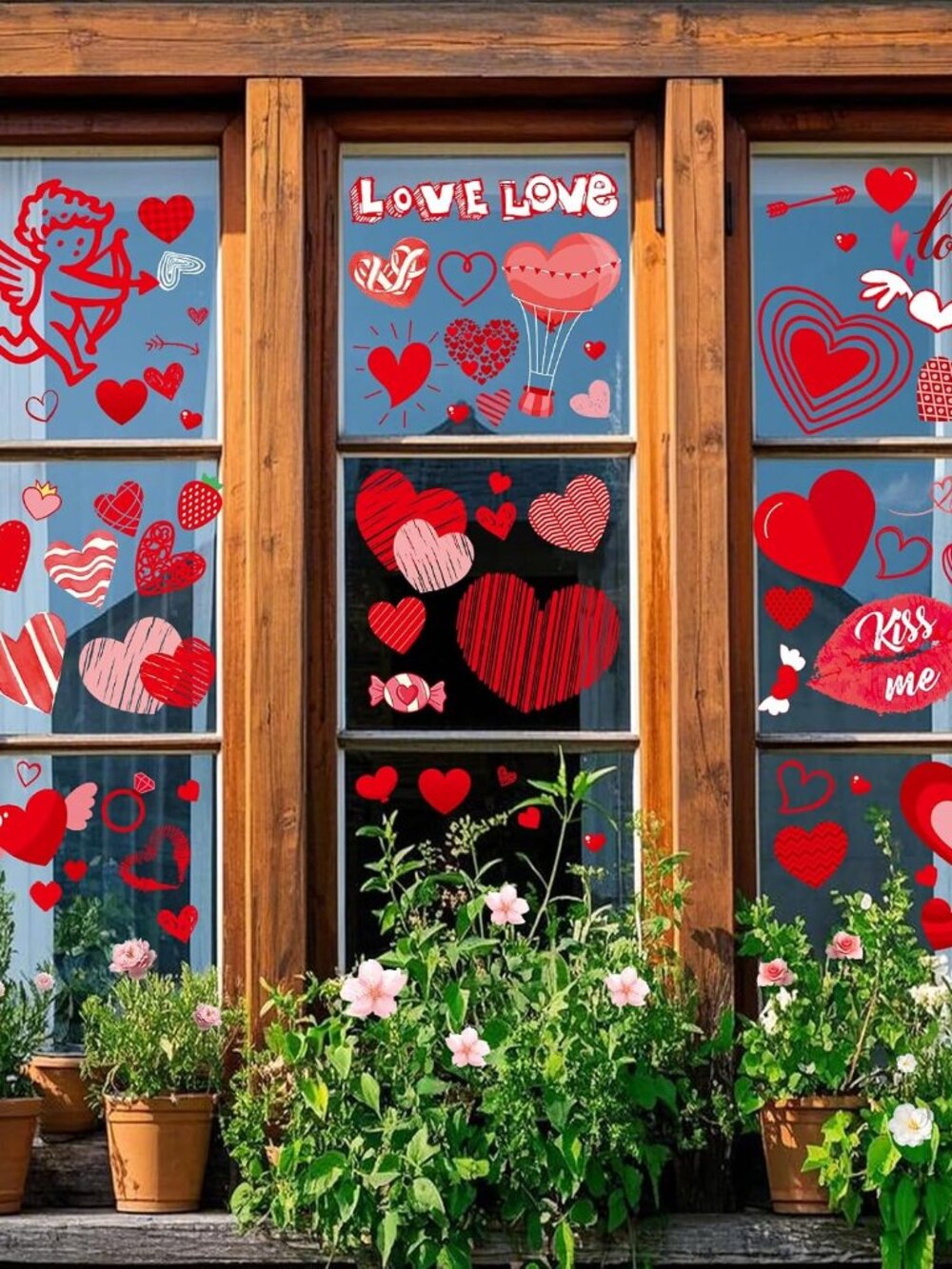 9 Sheets Valentines Window Clings, Valentines Day Decorations Heart Decor